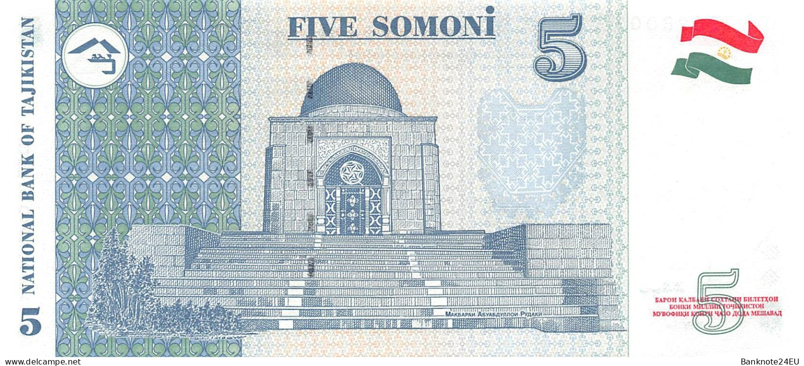 Tajikistan 5 Somoni 2010 Unc Pn 15c, Banknote24 - Tayikistán