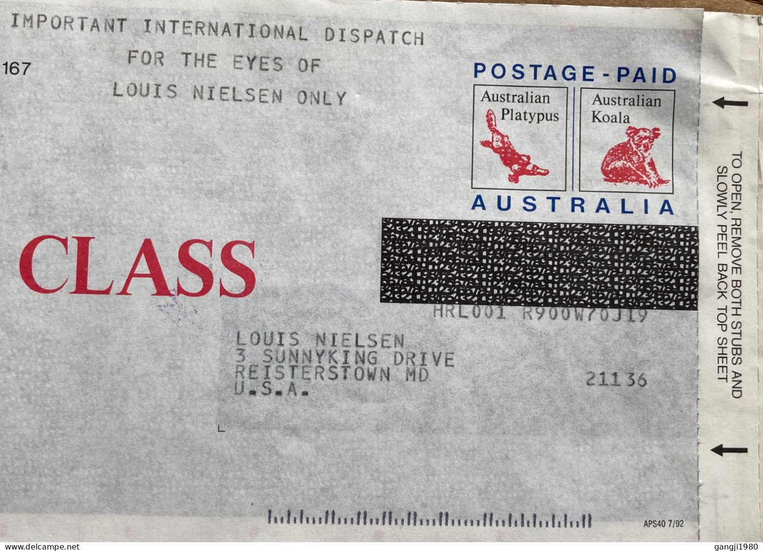 AUSTRALIA -1970, COVER USED TO USA, POSTAGE PAID, ILLUSTRATE, PLATYPUS, KOALA ANIMAL, FIRST CLASS, ENCLOSE LOTTERY TICKE - Cartas & Documentos