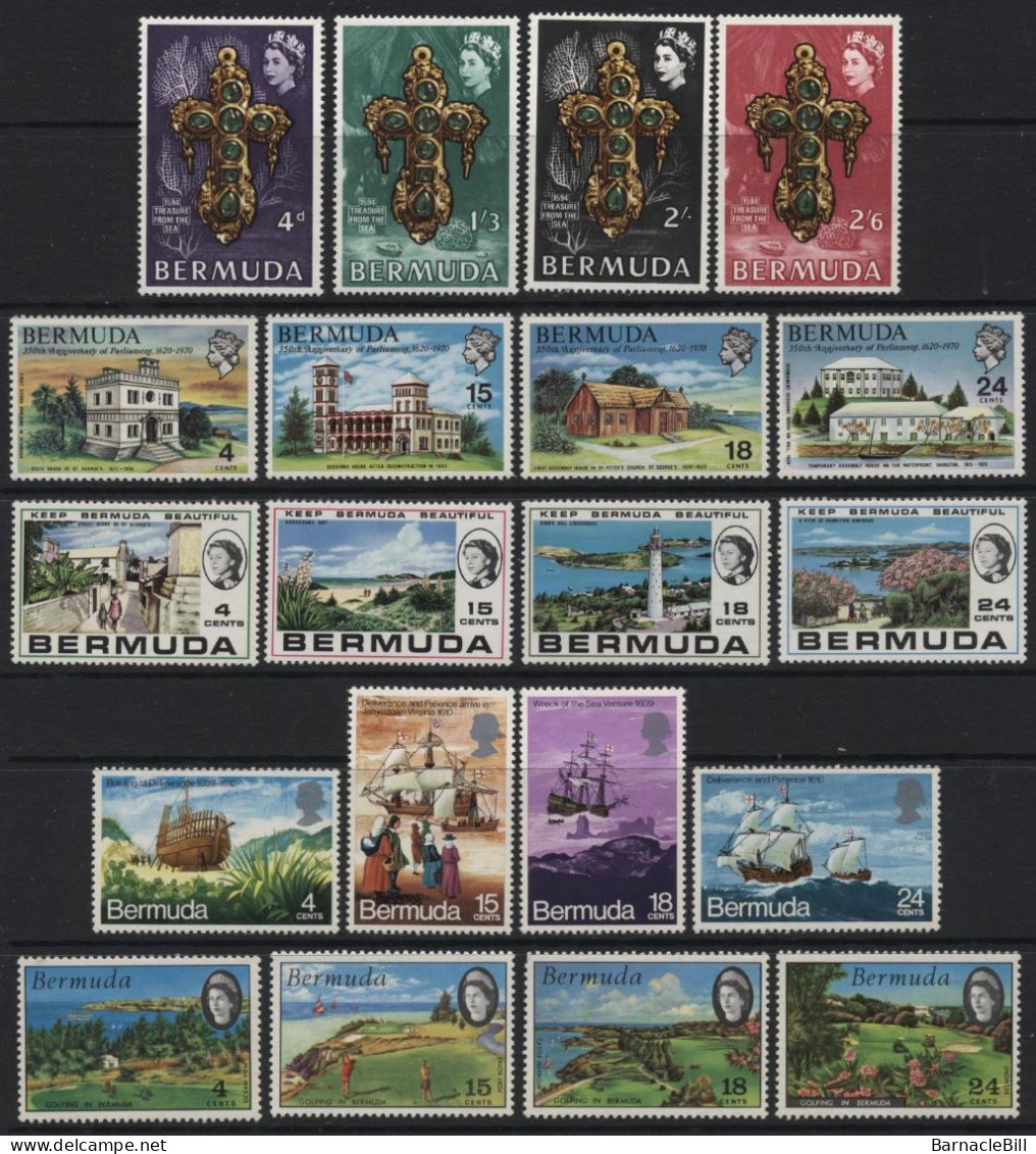 Bermuda (A49) 1967 - 1971. 11 Sets. First One Used. Next Unused & Hinged. Rest Mint Never Hinged. - Bermuda