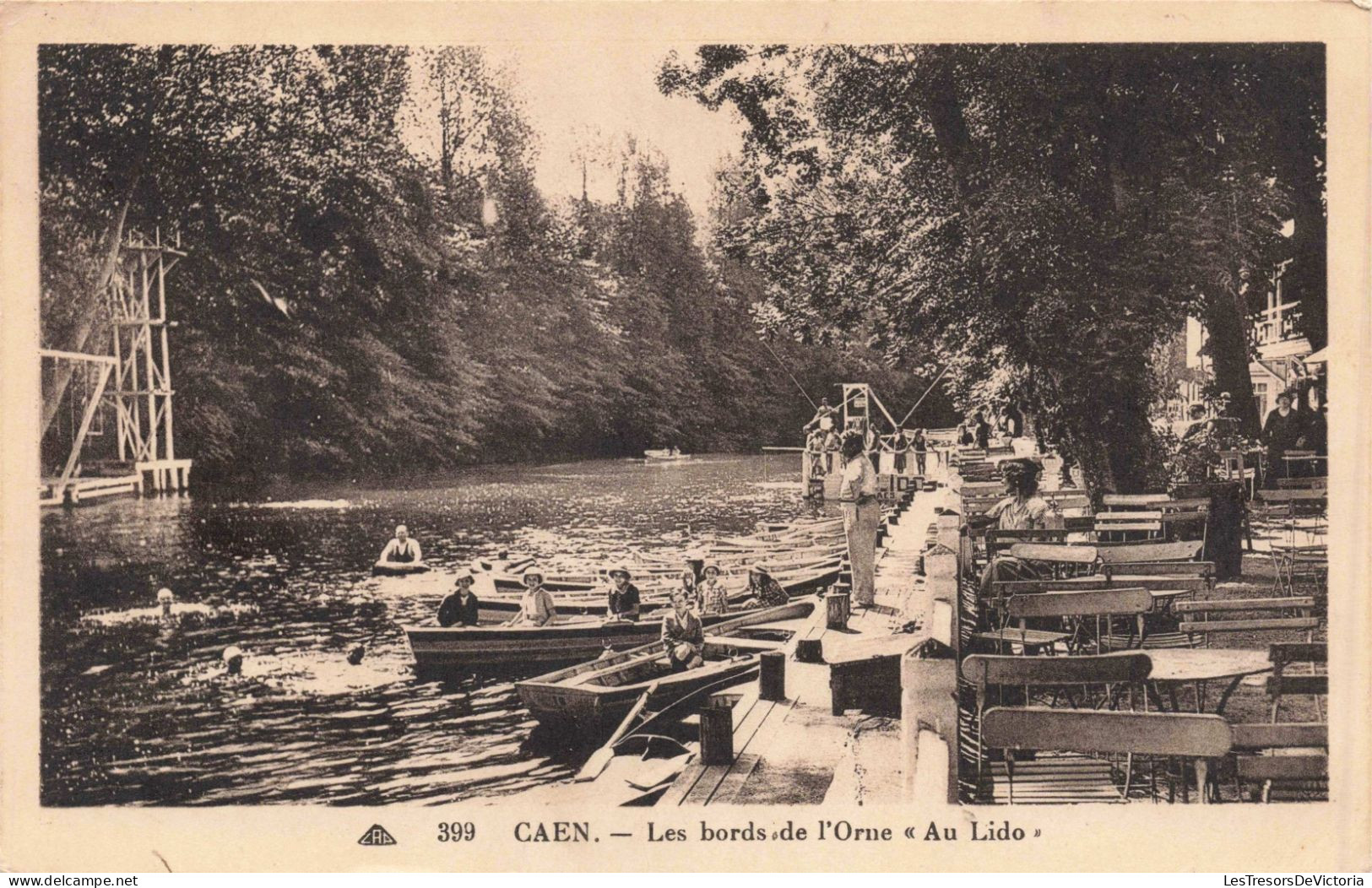 FRANCE - CAEN - Les Bords De L'Orne "Au Lido" - Barques - Ponton - Animé - Carte Postale Ancienne - Caen