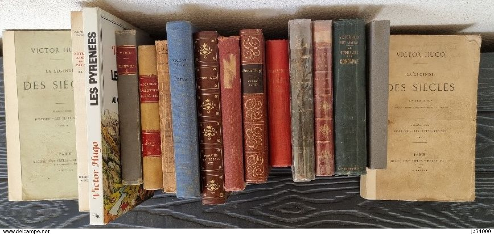 Victor Hugo. Lot De 17 Livres. (Livres 19eme, 20 Eme) Reliés, Brochés, Cartonnés - Bücherpakete