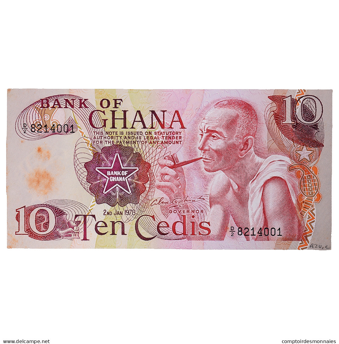 Billet, Ghana, 10 Cedis, 1978, 1978-01-02, KM:16f, TTB - Ghana