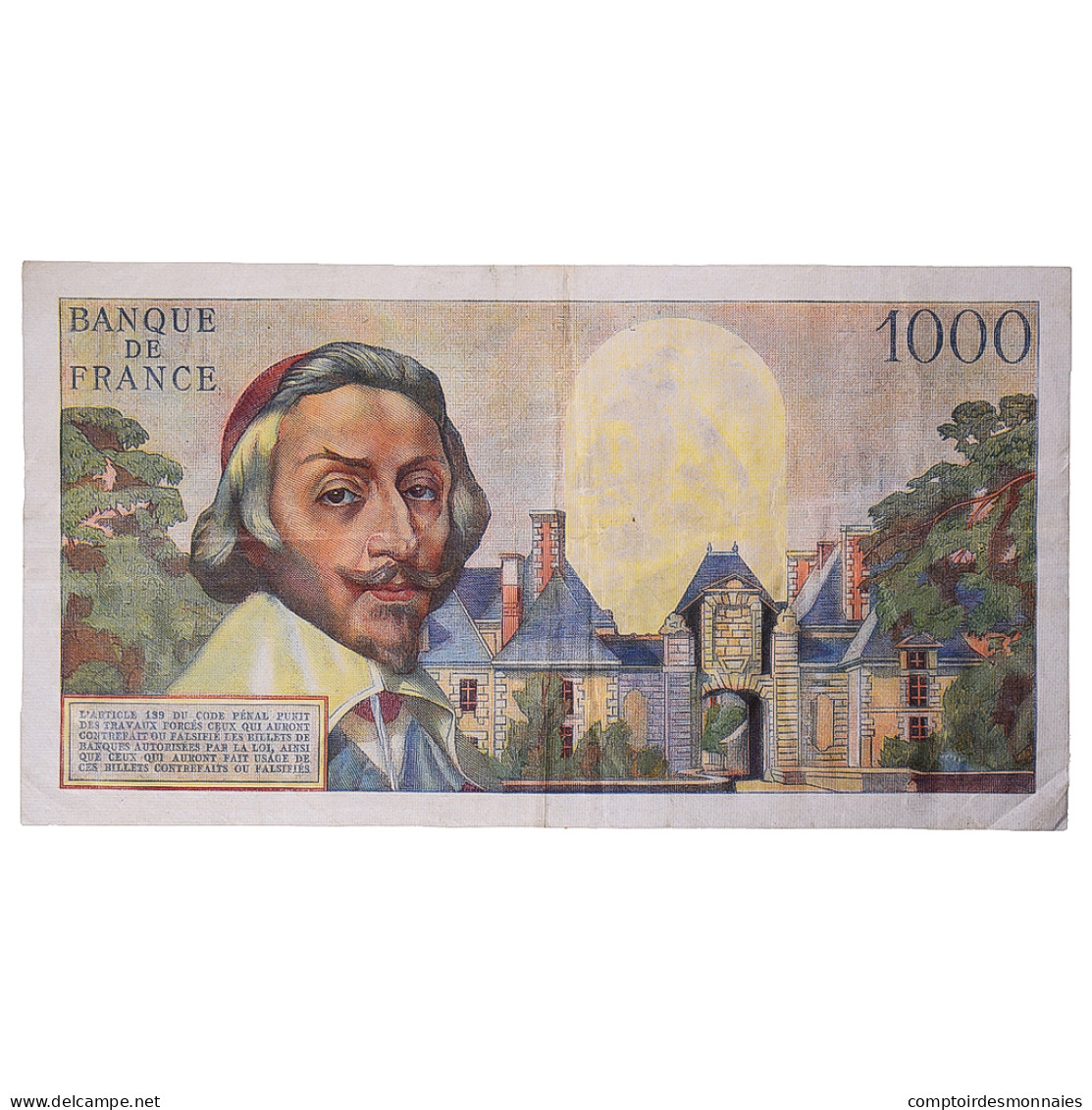 France, 1000 Francs, Richelieu, 1956, A.290, TTB, Fayette:42.23, KM:134a - 1955-1959 Aufdrucke Neue Francs