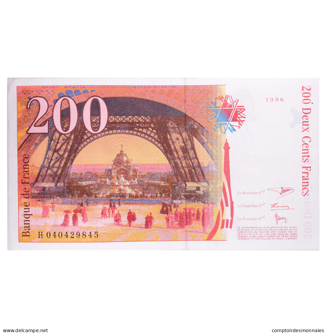 France, 200 Francs, Eiffel, 1996, H040429845, SUP, Fayette:75.03a, KM:159b - 200 F 1995-1999 ''Eiffel''