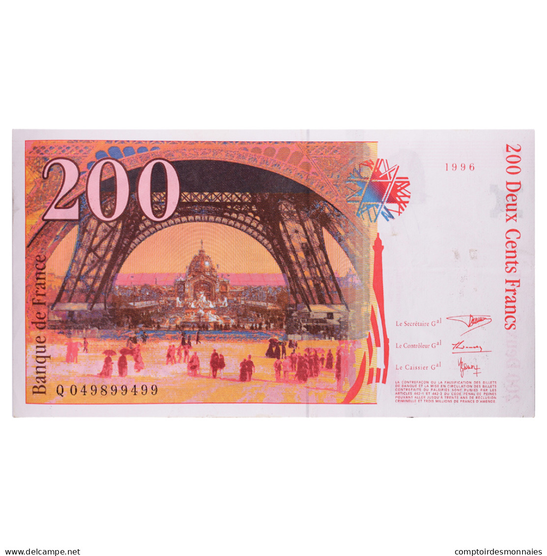 France, 200 Francs, Eiffel, 1996, Q049899499, SUP, Fayette:75.03b, KM:159b - 200 F 1995-1999 ''Eiffel''