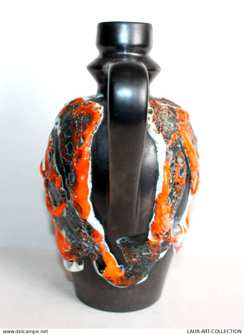 VALLAURIS - JOLI PICHET CRUCHE CARAFE LAVE Et CERAMIQUE EMAILLÉE - DESIGN 19x9cm / ART DECORATIF FRANCAIS (2006.15) - Vallauris (FRA)