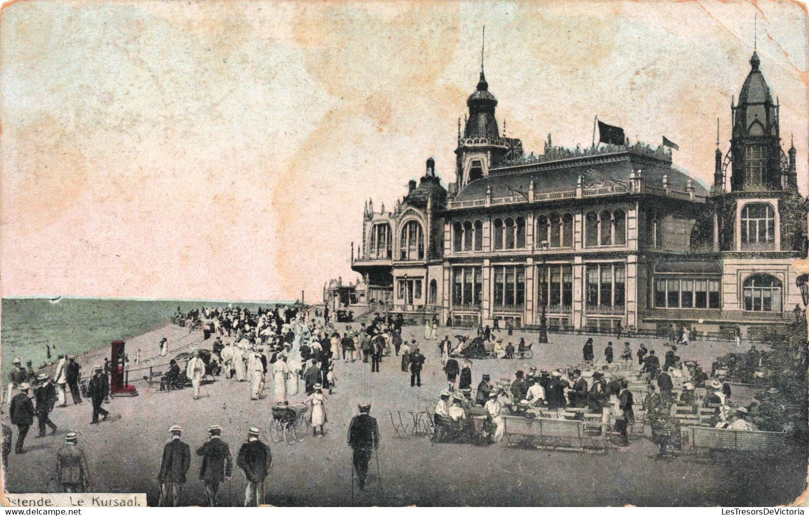 BELGIQUE - Oostende - Le Kursaal - Place - Piquenique - Fort - Promenade - Colorisé -  Animé -  Carte Postale Ancienne - Oostende