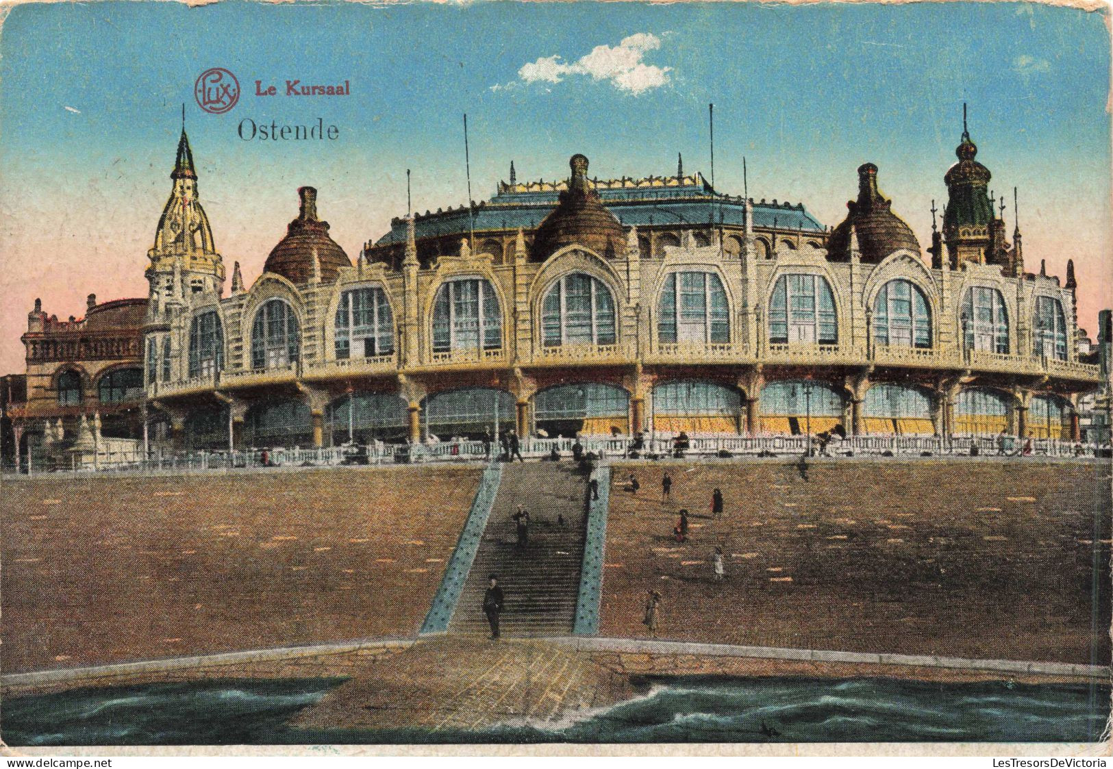 BELGIQUE - Oostende - Le Kursaal - Digue - Baie Vitrée - Fenêtres - Colorisé -  Animé -  Carte Postale Ancienne - Oostende