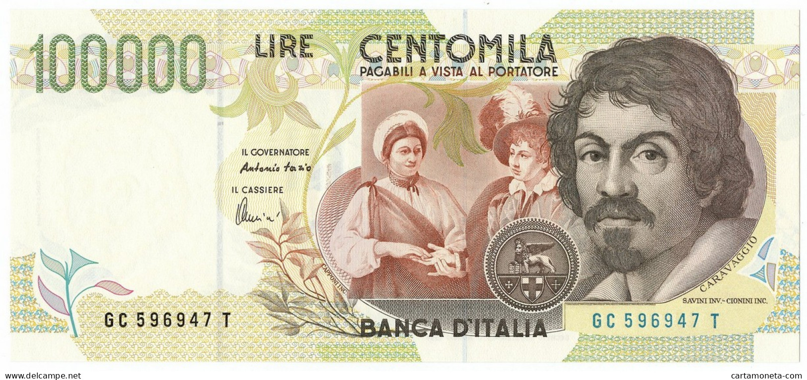 100000 LIRE BANCA D'ITALIA CARAVAGGIO II TIPO LETTERA C 18/12/1995 FDS-/FDS - Altri & Non Classificati