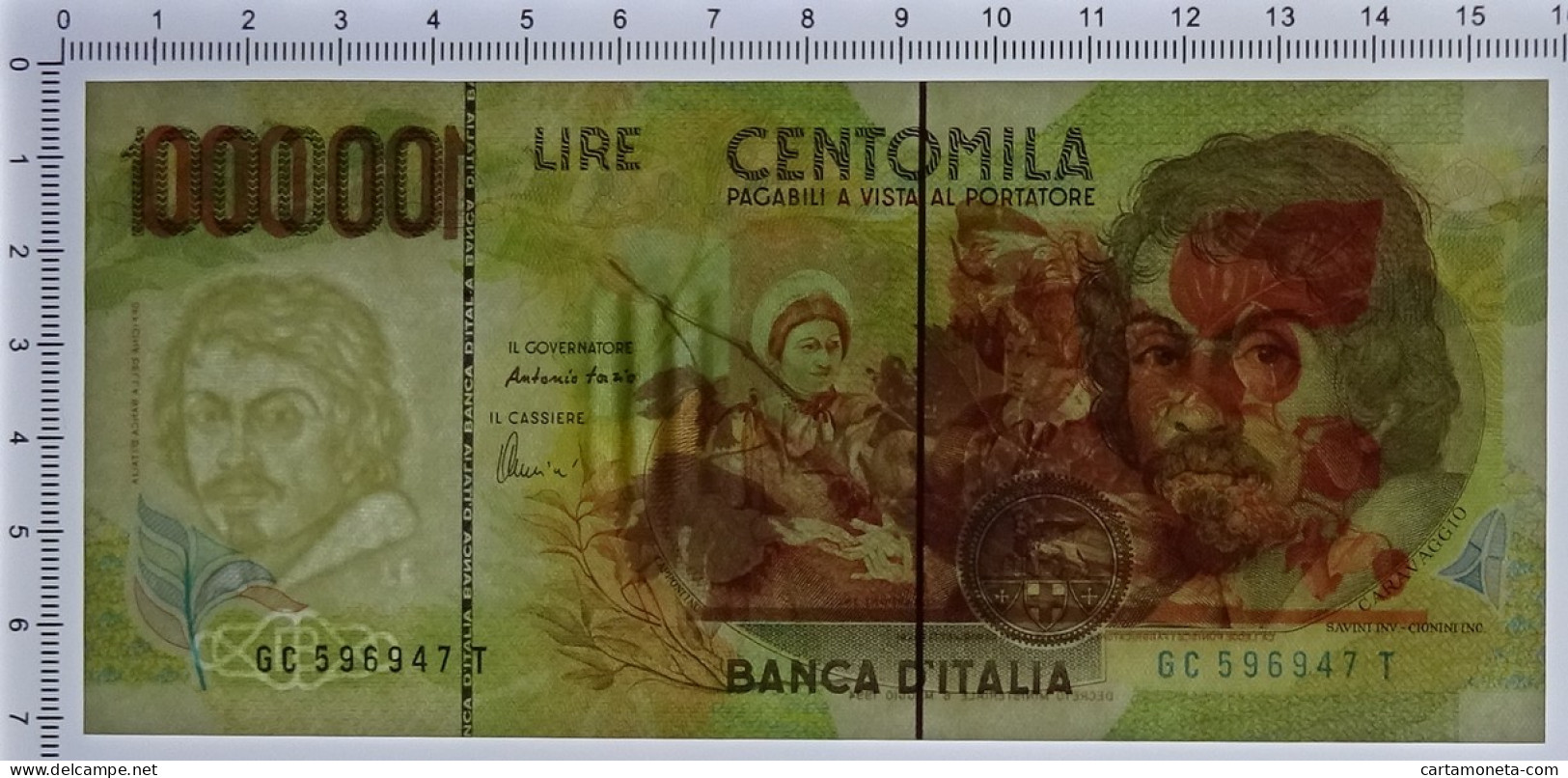 100000 LIRE BANCA D'ITALIA CARAVAGGIO II TIPO LETTERA C 18/12/1995 FDS-/FDS - Altri & Non Classificati