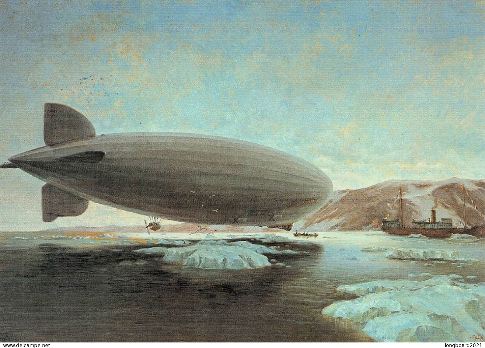 ZEPPELIN UND RUSS. EISBRECHER BEIM POSTAUSTAUSCH IM EISMEER / *300 - Dirigibili