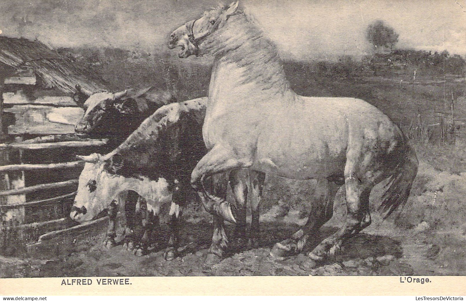 ARTS - Peinture Et Tableau - ALFRED VERWEE - L'Orage - Cheval - Vache - Carte Postale Ancienne - Paintings