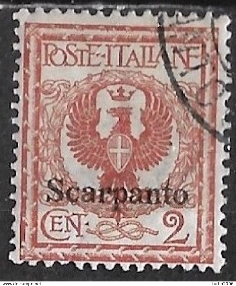 DODECANESE 1912 Italian Stamp With Overprint SCARPANTO 2 Ct. Redbrown Vl. 1 - Dodekanisos