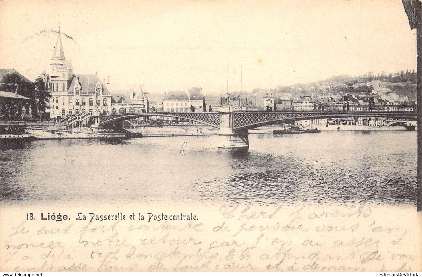 BELGIQUE - LIEGE - La Passerelle Et La Poste Centrale - Carte Postale Ancienne - Liege