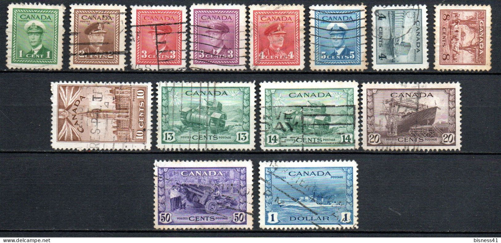 Col33 Canada  1943 N° 205 à 218 Oblitéré Cote : 25,00€ - Oblitérés
