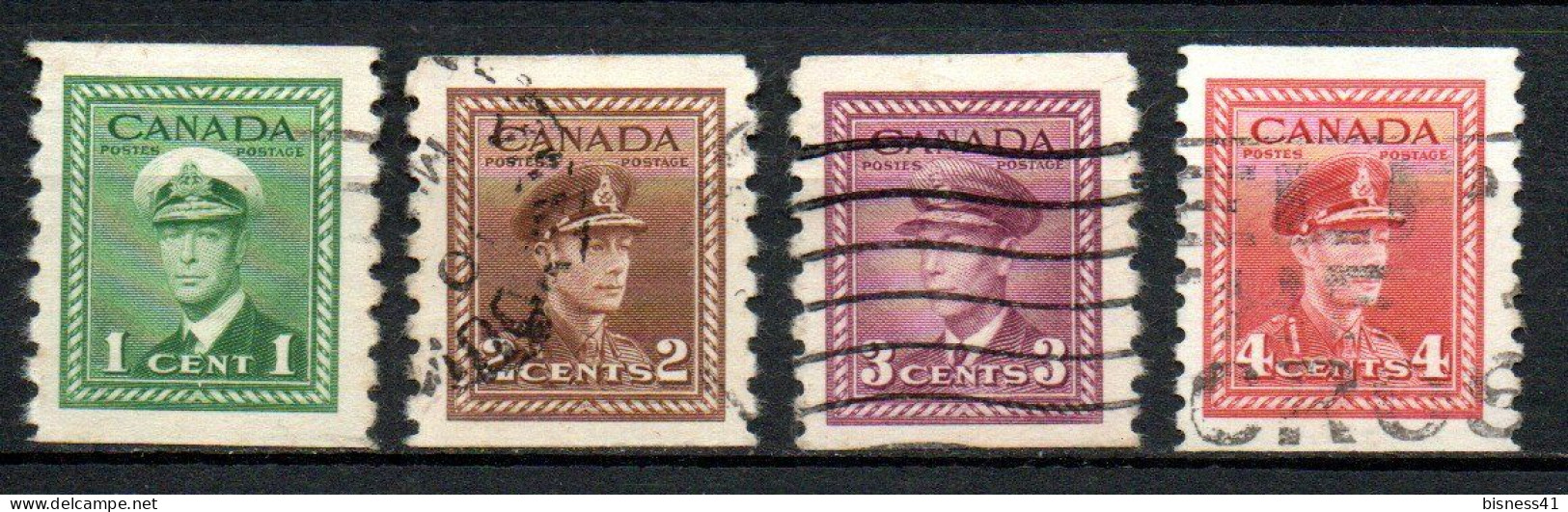Col33 Canada  1943 N° 205a à 209a Dentelé 8 Oblitéré Cote : 9,00€ - Used Stamps