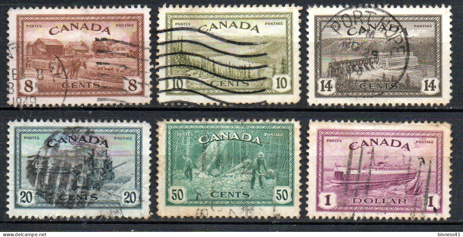 Col33 Canada  1946 N° 219 à 224 Oblitéré Cote : 10,00€ - Usados