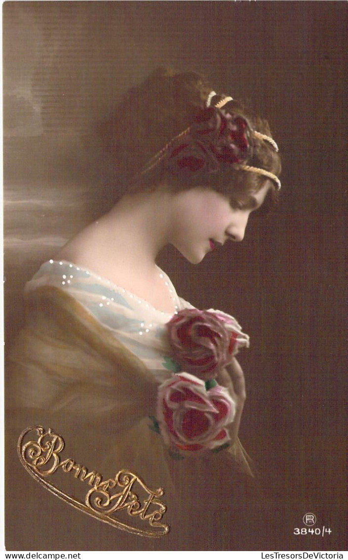 FANTAISIE - Femme Et Fleurs - Bonne Année - Carte Postale Ancienne - Women