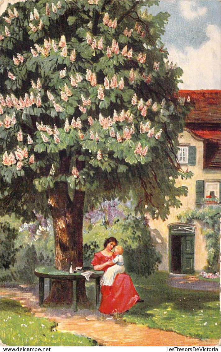 FANTAISIE - Femme Et Son Enfant Dans Le Jardin - Illustration Non Signée - Carte Postale Ancienne - Femmes
