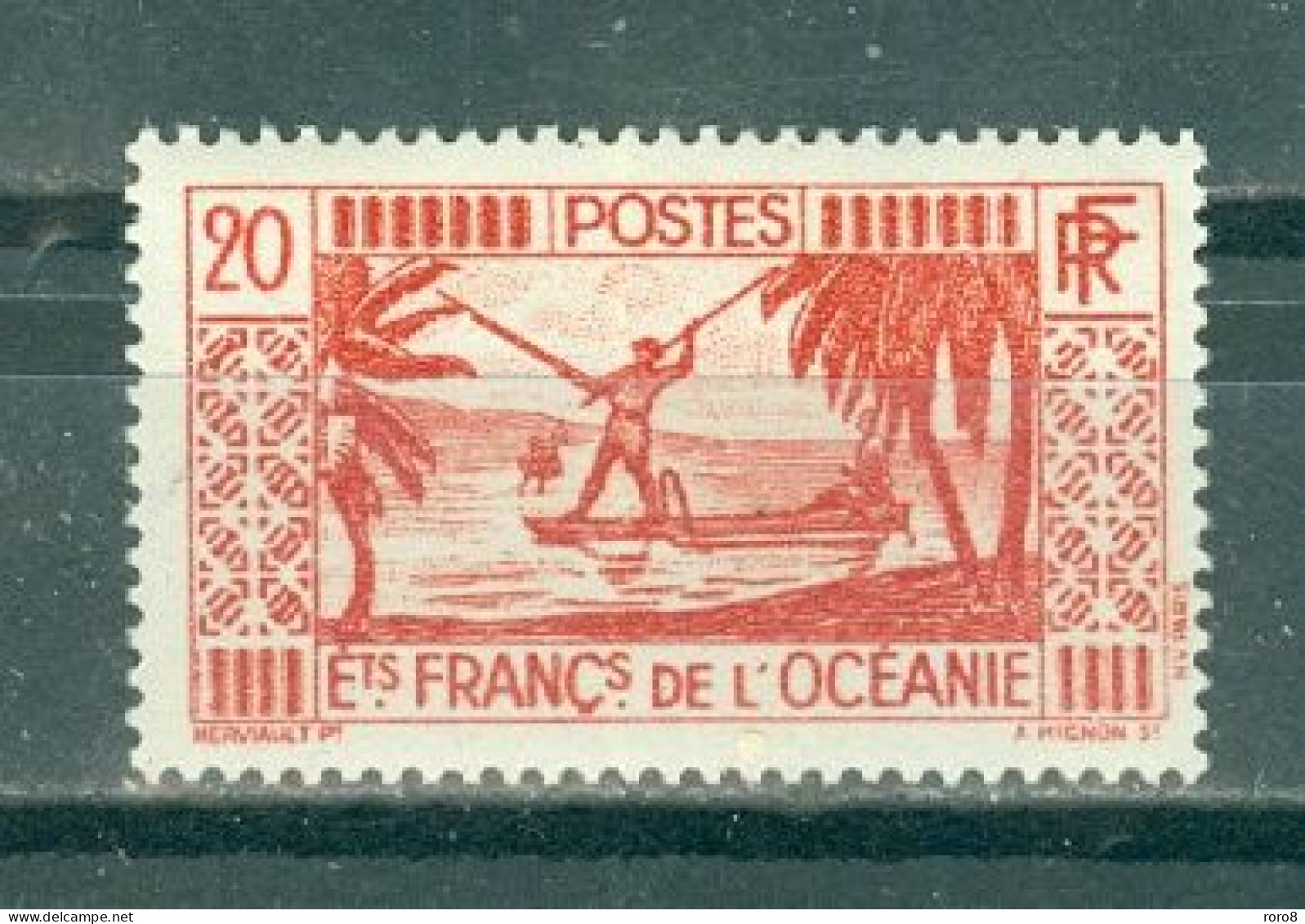 Ets FRANCAIS De L'OCEANIE - N°91* MH - Légère Trace De Charnière. SCAN DU VERSO. - Pêcheur. - Oceania (Other)