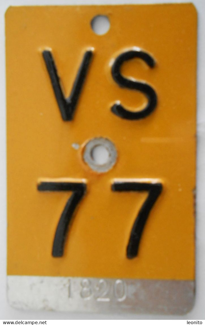 Velonummer Mofanummer Wallis Valais VS 1977 - Plaques D'immatriculation