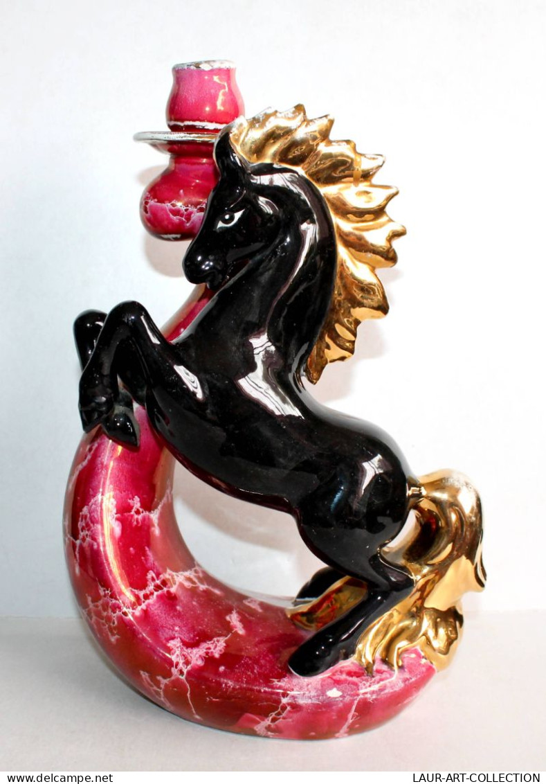 CORONETTI CUNARDO - STATUE BOUGEOIR, VASE CHEVAL ETALON En FAIENCE EMAILLÉ 30cm / ART DECORATIF (2006.2) - Unclassified