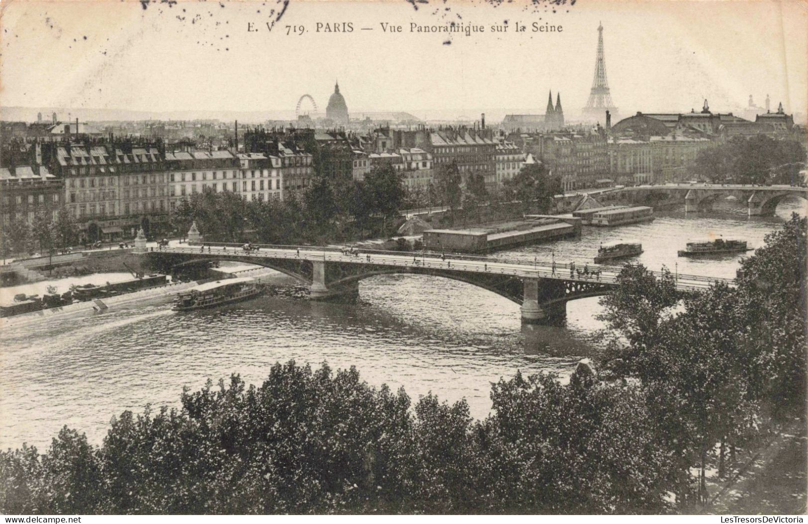 FRANCE - PARIS - Vue Panoramique Sur La Seine - Ponts - Ville - Vedettes - Carte Postale Ancienne - Multi-vues, Vues Panoramiques