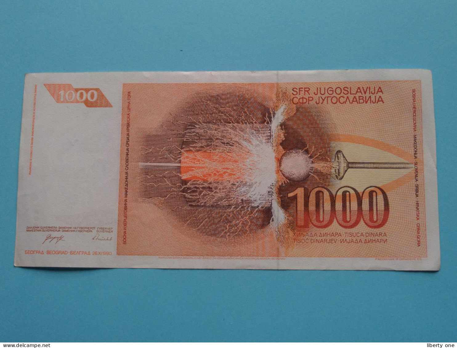 1000 Dinara ( 26.XI.1990 - AF8284401 ) Jugoslavije ( See/voir SCANS ) Used Note VF ! - Joegoslavië