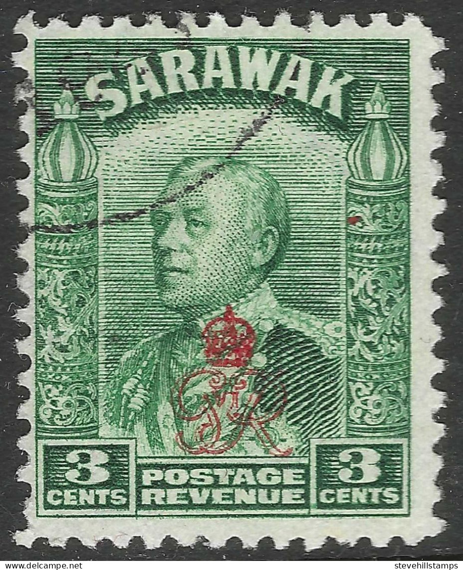 Sarawak. 1947 Crown Colony. GR Cypher Overprint. 3c Used. SG 152 - Sarawak (...-1963)