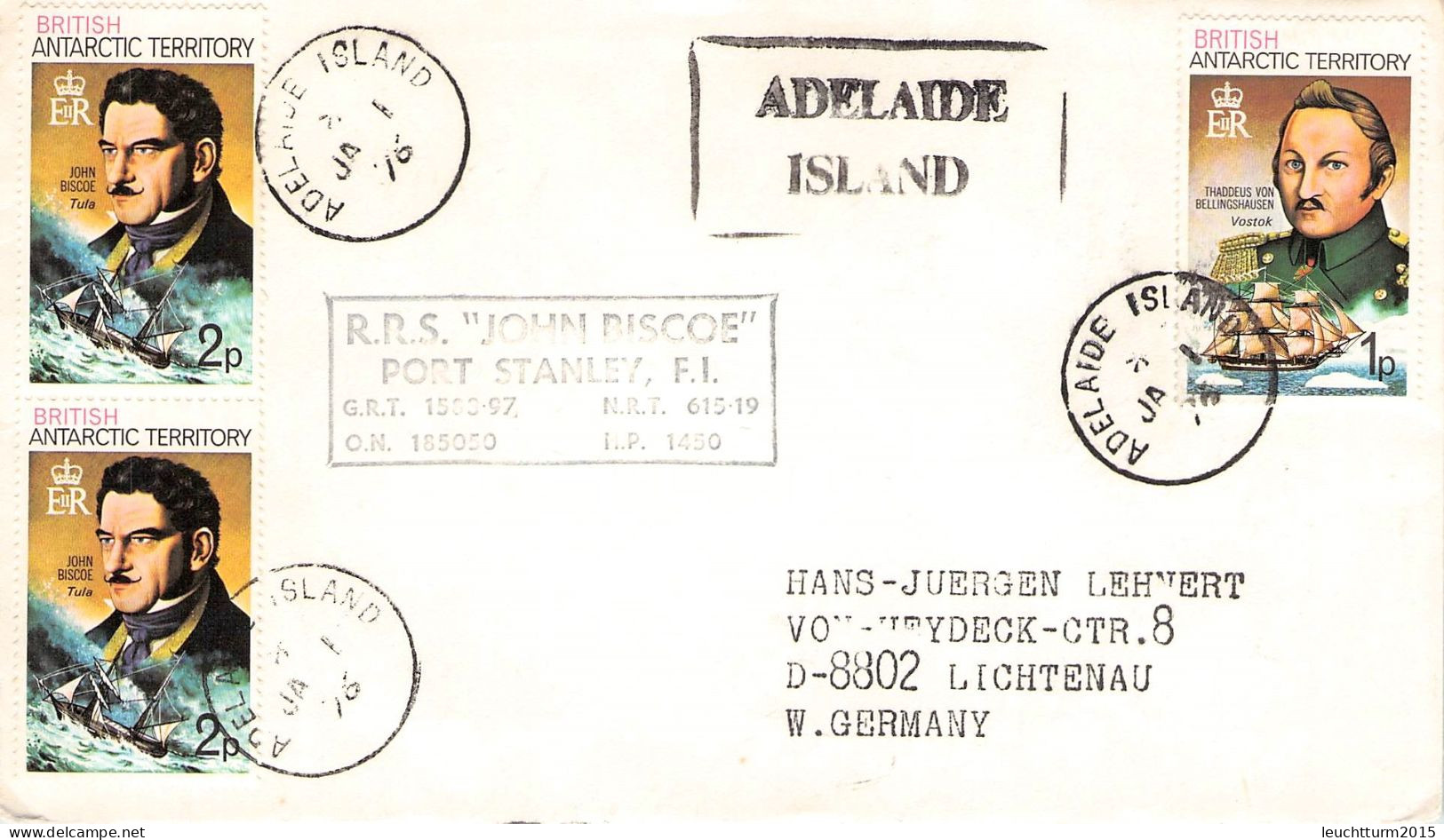 BRIT. ANTARCTIC T. - LETTER 1976 ADELAIDE ISL. - GERMANY / ZG102 - Brieven En Documenten