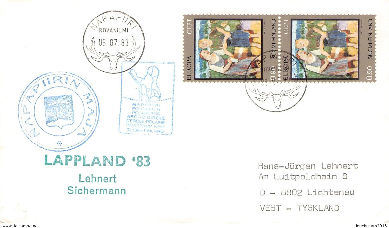 FINLAND - MAIL 1983 NAPAPIIRI/ROVANIEMI > GERMANY / ZG110 - Storia Postale