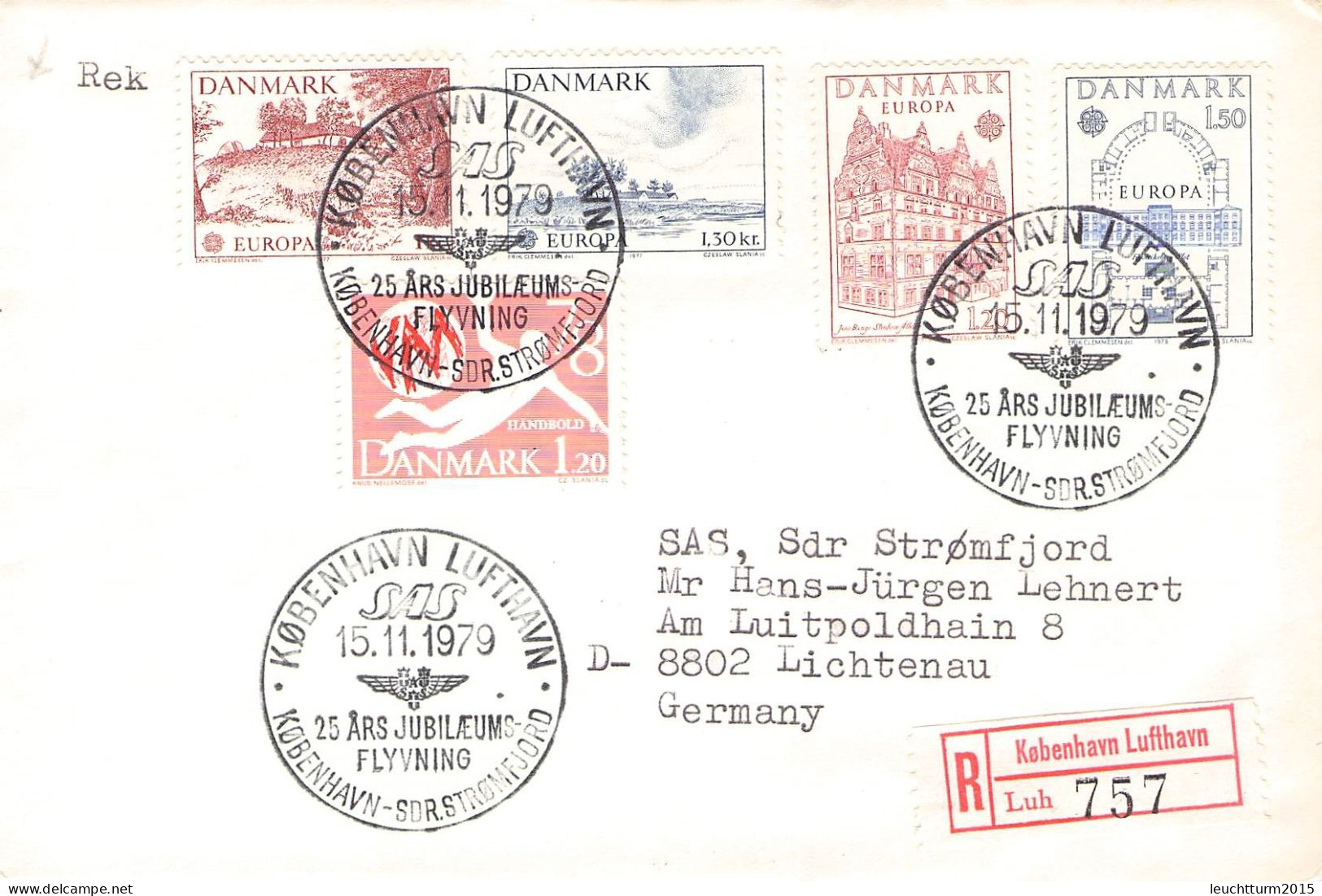 DENMARK - REGISTERED MAIL 1979 COPENHAGN > GERMANY / ZG116 - Poste Aérienne