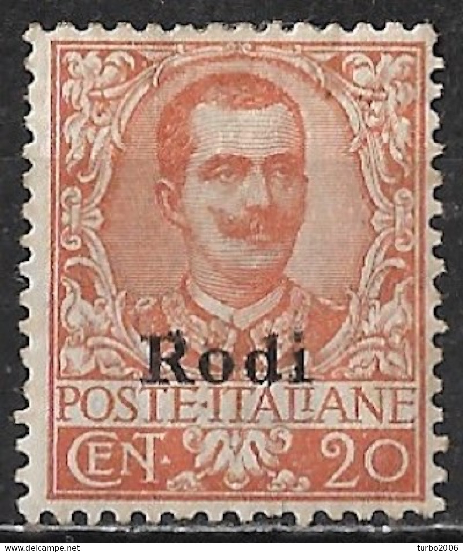 DODECANESE 1918-23 Stamps Of Italy 20 C. Orange With WM With Black Overprint RODI Vl.12 MH - Dodecanese