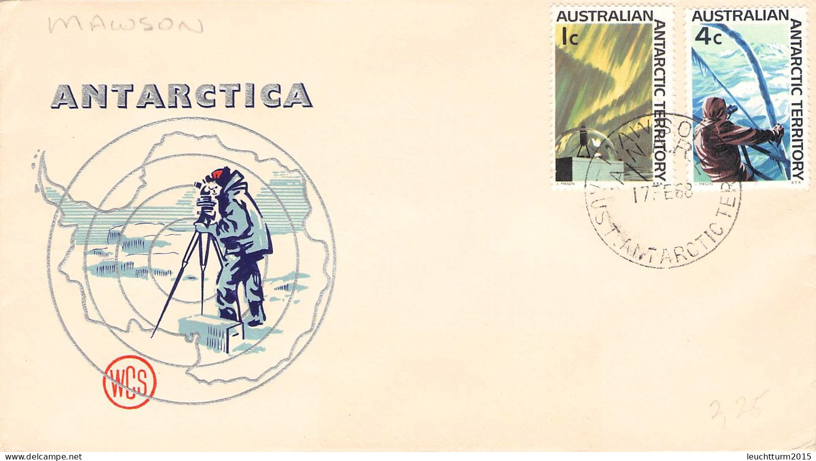 AUSTRALIAN ANTARCTIC T - SPECIAL COVER CANCELLED MAWSON 17 FE 1968 / ZG121 - Briefe U. Dokumente