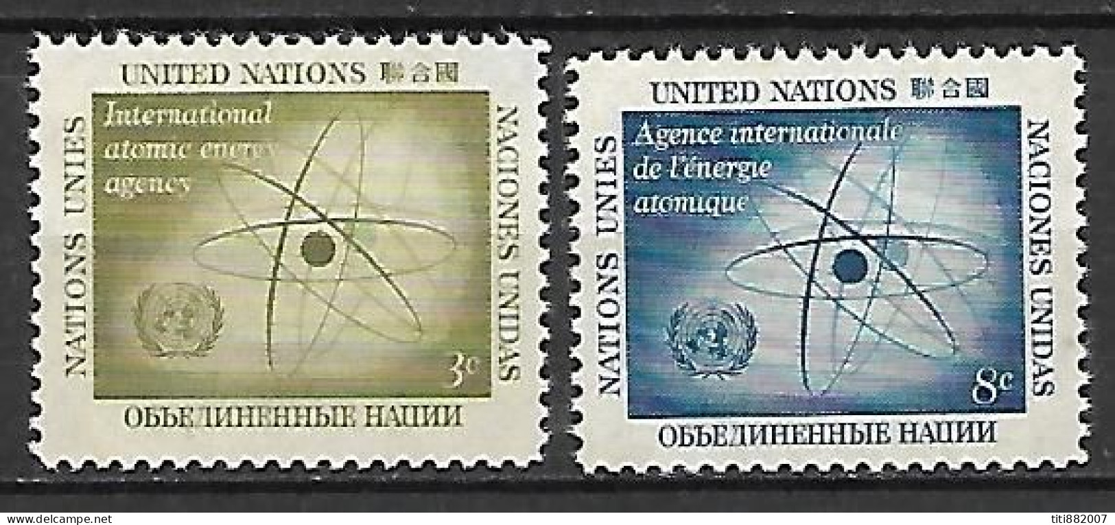 NATIONS - UNIES   -  1958 .  Y&T N° 56 / 57 **.   Energie Atomique  /  Atome - Neufs