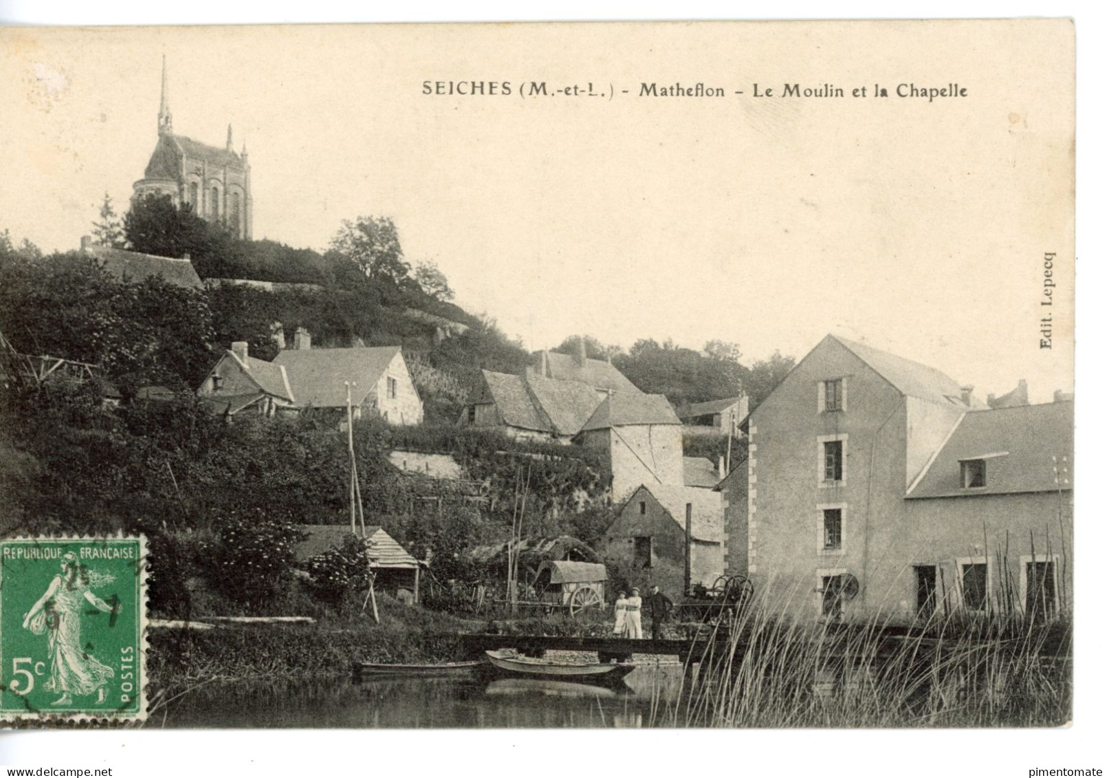 SEICHES MATHEFLON LE MOULIN ET LA CHAPELLE 1913 - Seiches Sur Le Loir