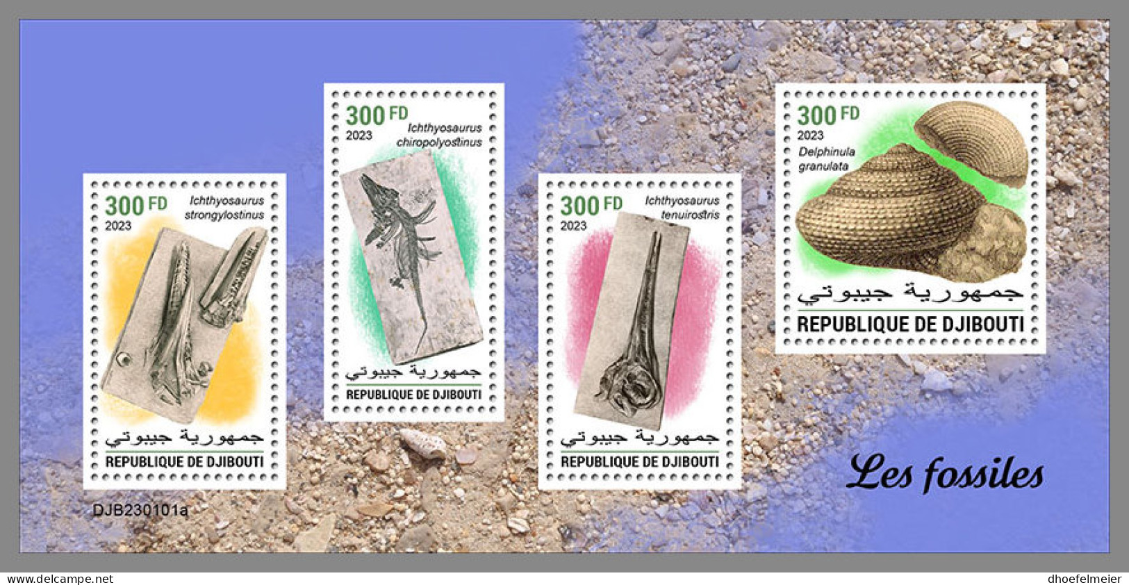DJIBOUTI 2023 MNH Fossils Fossilien M/S - OFFICIAL ISSUE - DHQ2326 - Fossiles