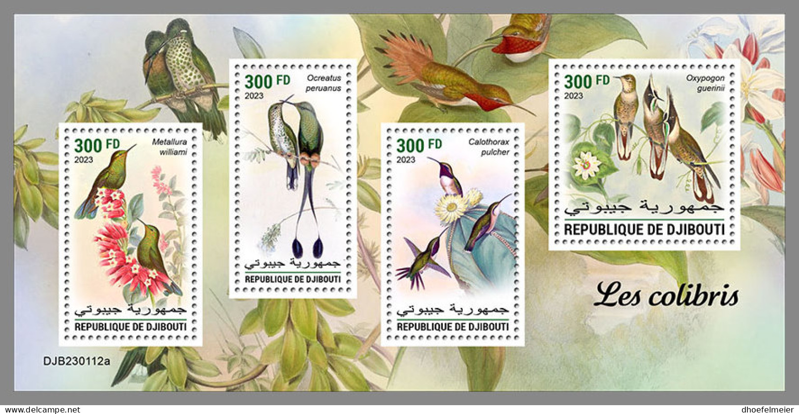 DJIBOUTI 2023 MNH Hummingbirds Kolibris M/S - OFFICIAL ISSUE - DHQ2326 - Kolibries