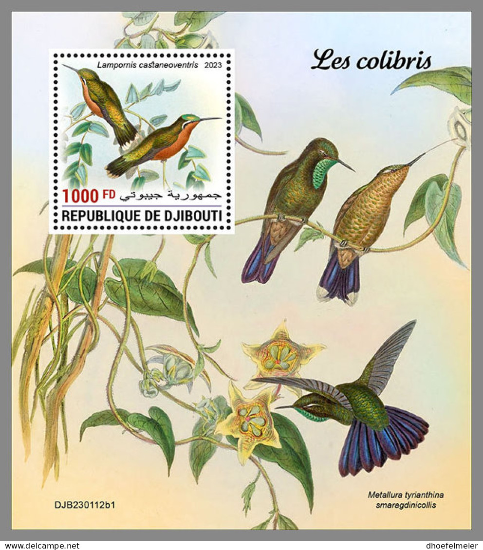 DJIBOUTI 2023 MNH Hummingbirds Kolibris S/S I - OFFICIAL ISSUE - DHQ2326 - Kolibries