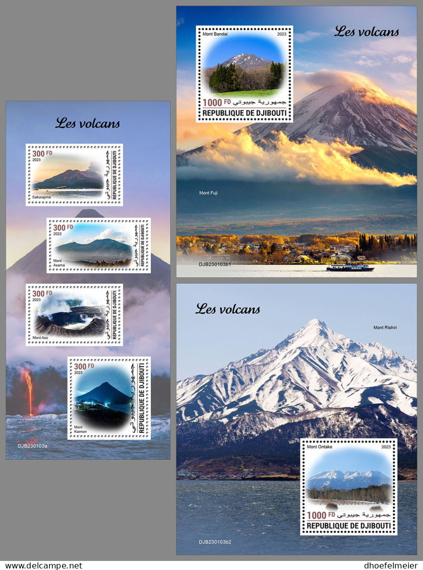 DJIBOUTI 2023 MNH Volcanoes Vulkane M/S+2S/S - IMPERFORATED - DHQ2326 - Volcanos