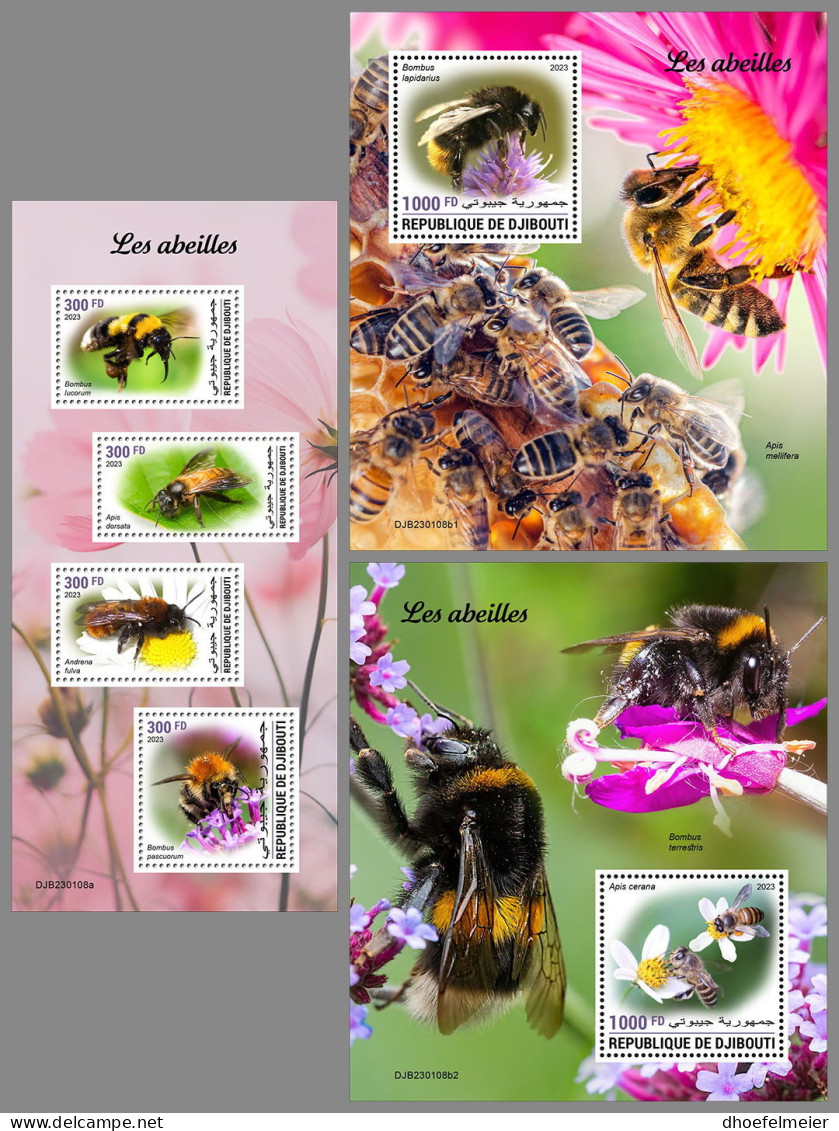 DJIBOUTI 2023 MNH Bees Bienen M/S+2S/S - IMPERFORATED - DHQ2326 - Abeilles