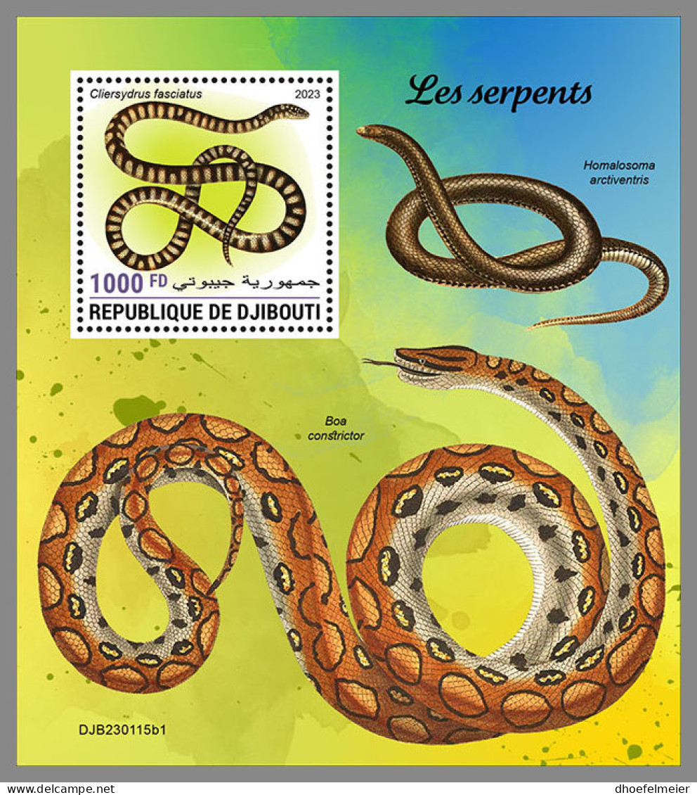 DJIBOUTI 2023 MNH Snakes Schlangen S/S I - IMPERFORATED - DHQ2326 - Serpents