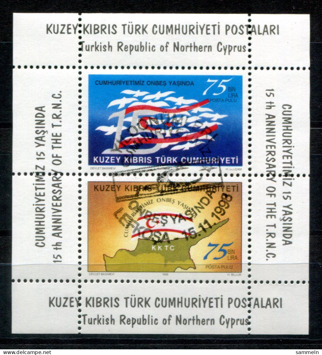 TÜRKISCH-ZYPERN Block 17, Bl.17 Canc - 15.Jahrestag, 15th Anniversary, 15e Anniversaire - TURKISH CYPRUS / CHYPRE TURQUE - Used Stamps