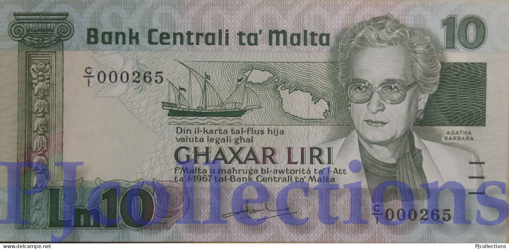 MALTA 10 LIRI 1986 PICK 39 UNC LOW SERIAL NUMBER "C/1 000265" - Malte