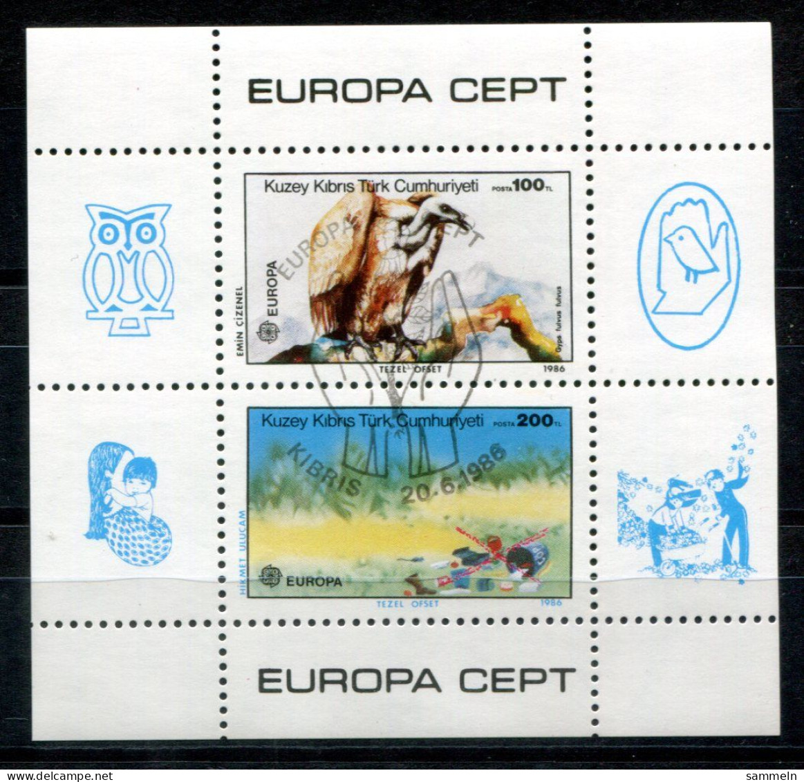 TÜRKISCH-ZYPERN Block 5, Bl.5 Canc. - Europa CEPT 1986, Vogel, Bird, Oiseau - TURKISH CYPRUS / CHYPRE TURQUE - Used Stamps