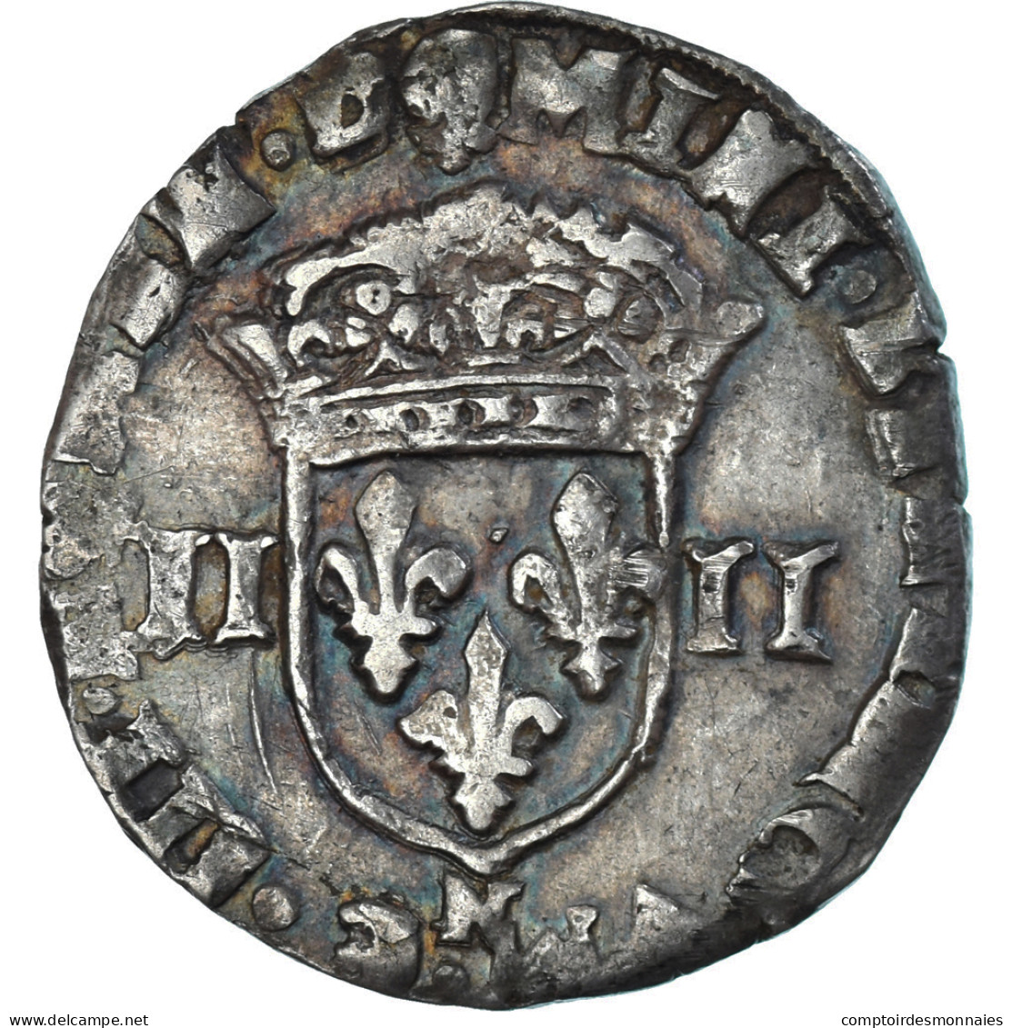 Monnaie, France, Henri IV, 1/4 Ecu, 1605, Montpellier, Très Rare, TB+, Argent - 1589-1610 Enrique IV