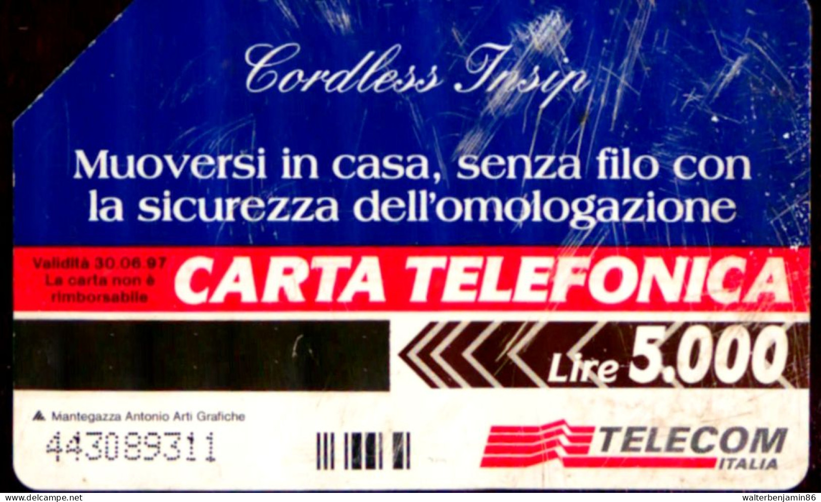 G 449 C&C 2501 SCHEDA USATA CORDLESS INSIP 5.000 L ROVINATA VARIETA' COLORE? - Errori & Varietà