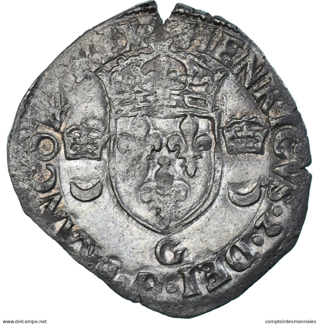 Monnaie, France, Henri II, Douzain Aux Croissants, 1550, Poitiers, TB+, Billon - 1547-1559 Henry II