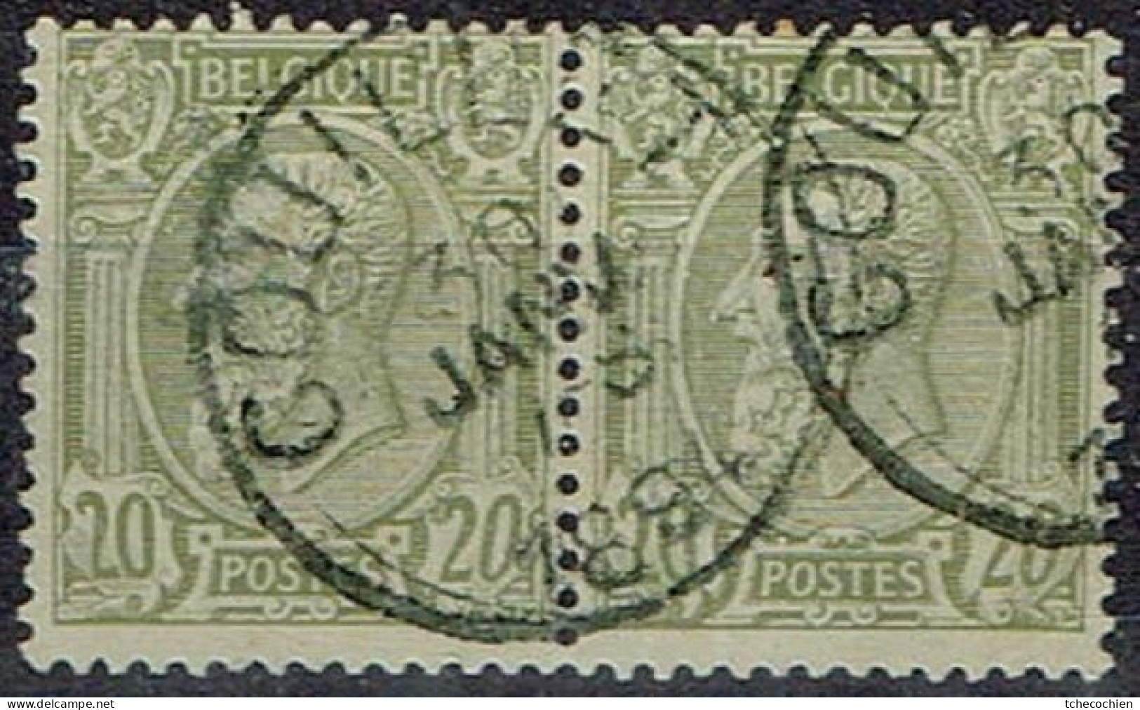 Belgique - 1884 - Y&T Paire Du N° 47 Oblitéré Couillet - 1849-1865 Medaillen (Sonstige)