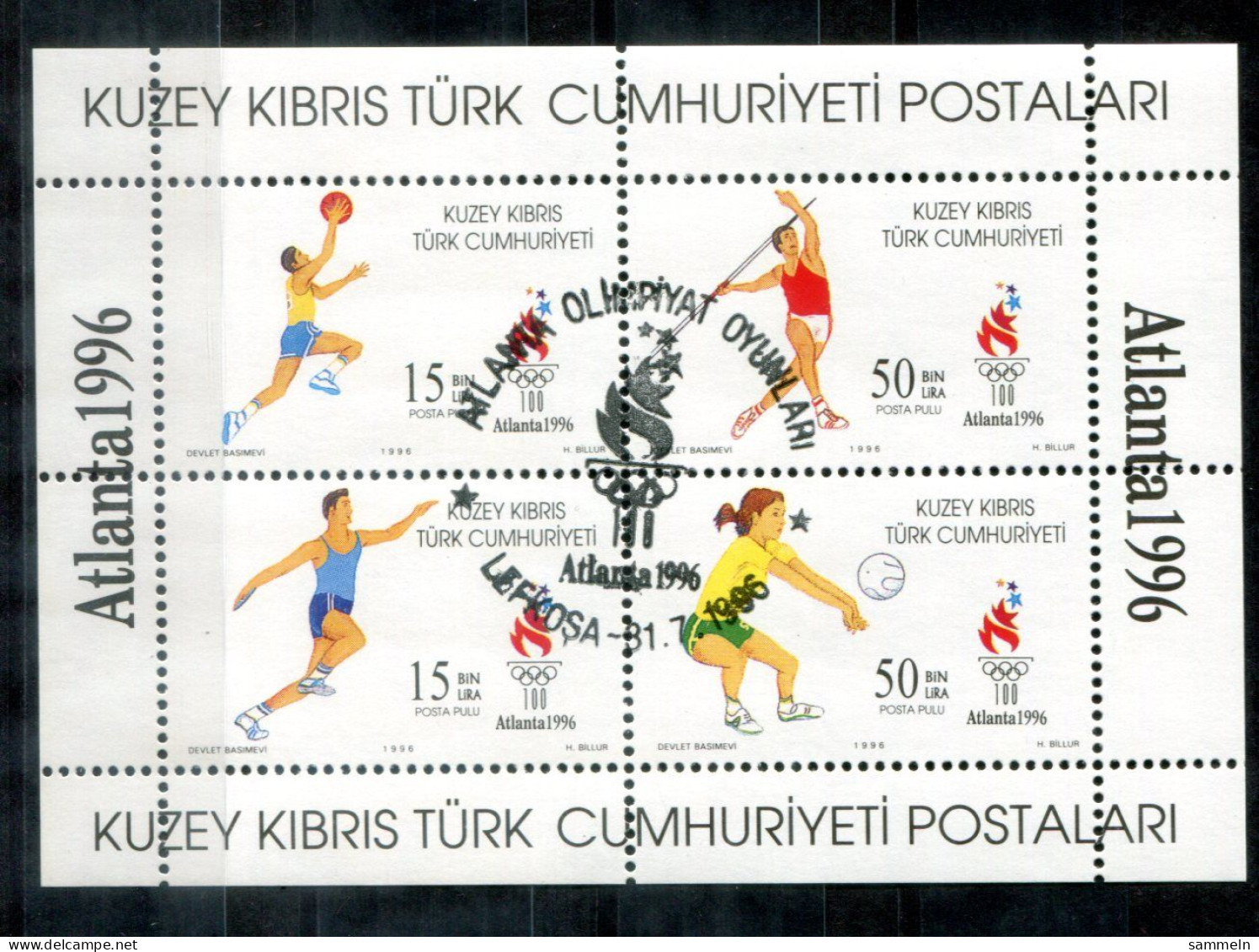 TÜRKISCH-ZYPERN Block 16, Bl.16 Canc. - Olympische Spiele Atlanta,Basketball,Volleyball - TURKISH CYPRUS / CHYPRE TURQUE - Used Stamps